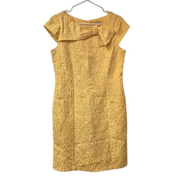 Dressbarn Women's Yellow Polyester / Spandex Lined Jacquard Dress - Picture 2 of 15